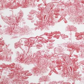 Toile de jouy bordeaux Animalia Thevenon