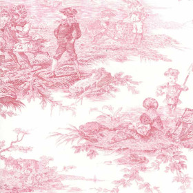 Toile de Jouy bordeaux rose Histoire d'Eau Thevenon 280 cm