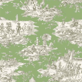 Toile de Jouy vert pistache Histoire d'Eau Thevenon 280 cm