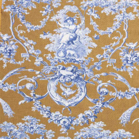 Toile de jouy bleu camel Ludivine Thevenon 280 cm
