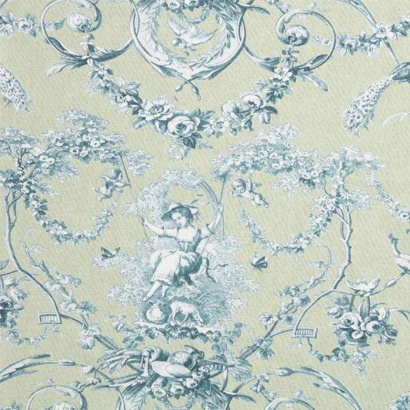 Toile de jouy vert d'eau Ludivine Thevenon 280 cm