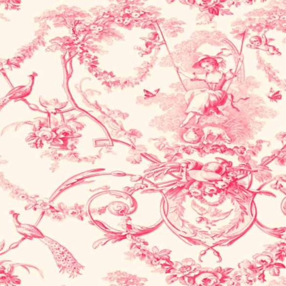 Toile de jouy rose crème Ludivine Thevenon 280 cm