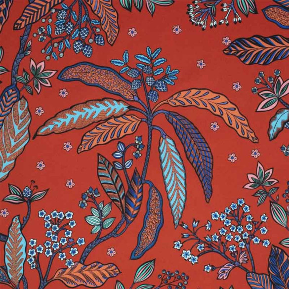 Tissu fleuri Bibi rouge tomette Thevenon