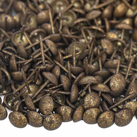 1000 Clous tapissier Bronze Doré Perle Fer 10,5 mm - longue tige 19 mm