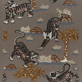 Tissu brodé Nostalgia marron Jab