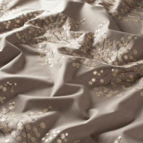 Tissu brodé Winter Blossom café Jab