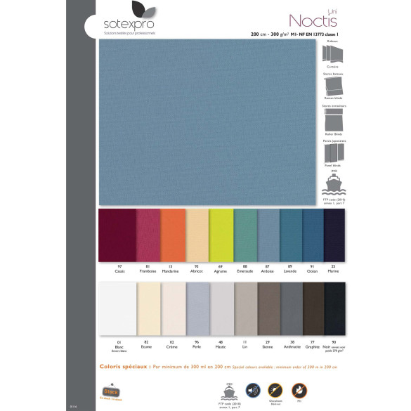 Nuancier tissu Sotexpro collection Noctis Uni Crocfeu