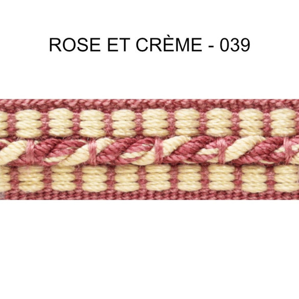 Galon cordonnet 12 mm rose et crème 5931-039 PIDF