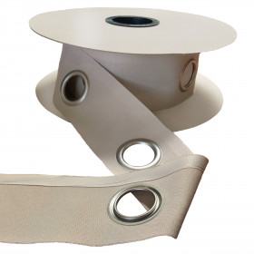 Bande à oeillets pour rideaux Ø40 mm beige - rouleau de 20 mètres