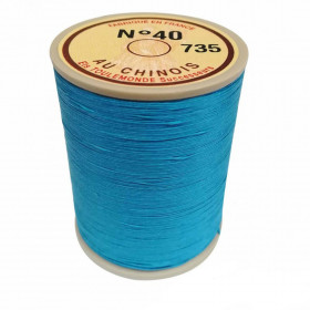 Fil de lin au chinois retors n°40 extra glacé - Bleu ciel 735