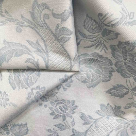 Toile à matelas fleurie vezelay bleu 290 g/m² - largeur 245 cm