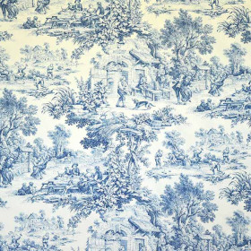 Toile de jouy bleu Ronde villageoise Casal