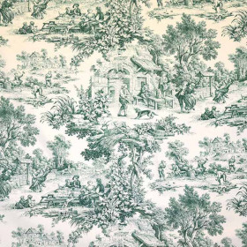 Toile de jouy vert Ronde villageoise Casal
