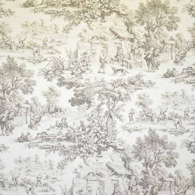 Toile de jouy taupe beige Ronde villageoise Casal