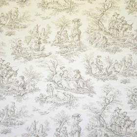 Toile de jouy taupe beige à la Campagne Casal