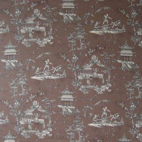 Toile de Jouy marron Sichuan Casal