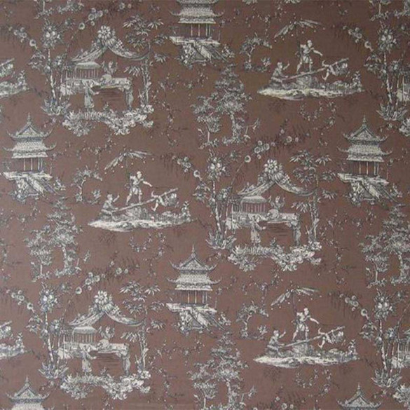 Toile de Jouy marron Sichuan Casal
