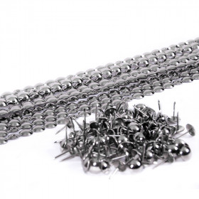 Lot de 10 bandes de clous tapissier Lentille Fer Nickelé 9,5 mm + 200 clous