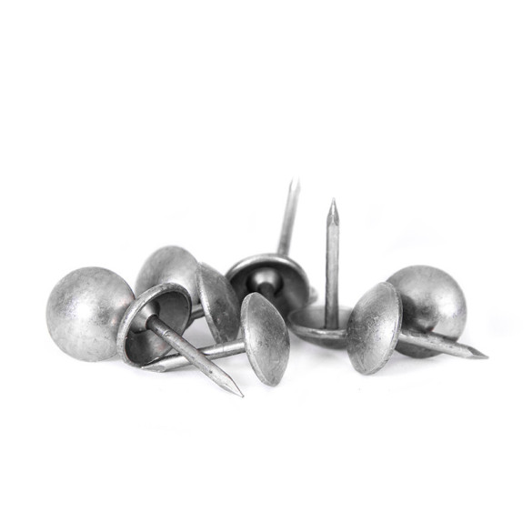 10 Clous pour bande de clous tapissier Lentille Fer Aluminium brossé 9,5 mm