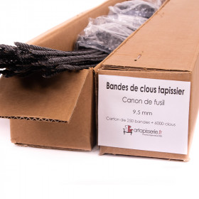 Carton de 250 bandes de clous tapissier Lentille Fer Canon de fusil 9,5 mm + 6000 clous
