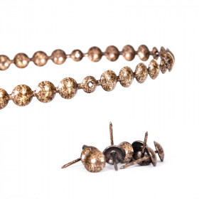Bande de clous tapissier Lentille Fer Or vieilli 9,5 mm + 20 clous