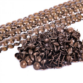 Lot de 10 bandes de clous tapissier Lentille Fer Bronze Vieilli 11 mm + 180 clous