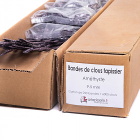Carton de 250 bandes de clous tapissier Lentille Fer Améthyste 9,5 mm + 6000 clous