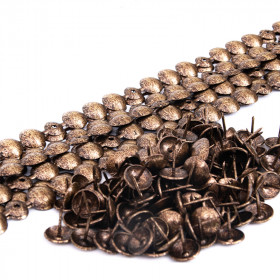 Lot de 10 bandes de clous tapissier Lentille Fer Bronze vieilli 16 mm + 160 clous