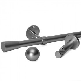 Kit tringle à rideau alu brossé Ø20 mm x 90 à 150 cm