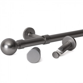 Kit tringle à rideau alu brossé Ø28 mm x 90 à 150 cm