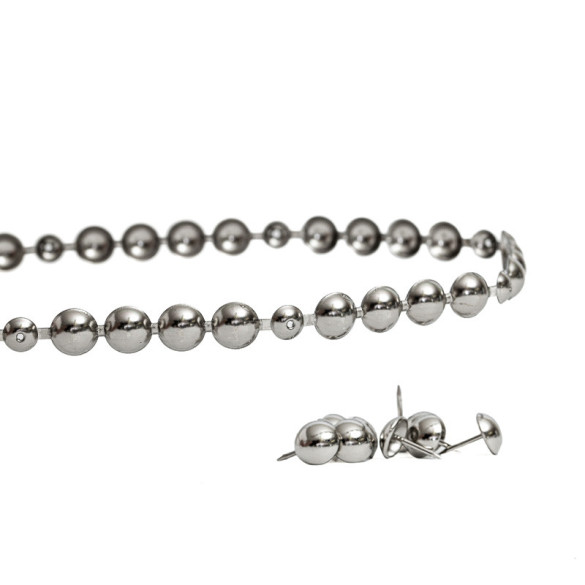 Bande de clous tapissier Perle Fer Nickelé 11 mm + 18 clous