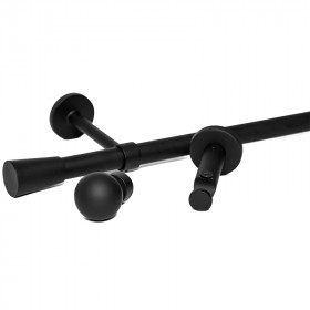 Kit tringle à rideau noir mat Ø20 mm x 90 à 150 cm