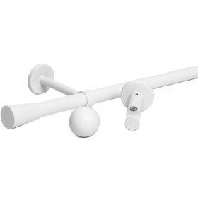Kit tringle à rideau blanc mat Ø20 mm x 90 à 150 cm
