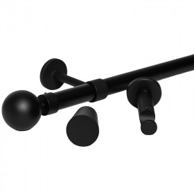 Kit tringle à rideau noir mat Ø28 mm x 90 à 150 cm