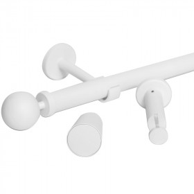 Kit tringle à rideau blanc mat Ø28 mm x 90 à 150 cm