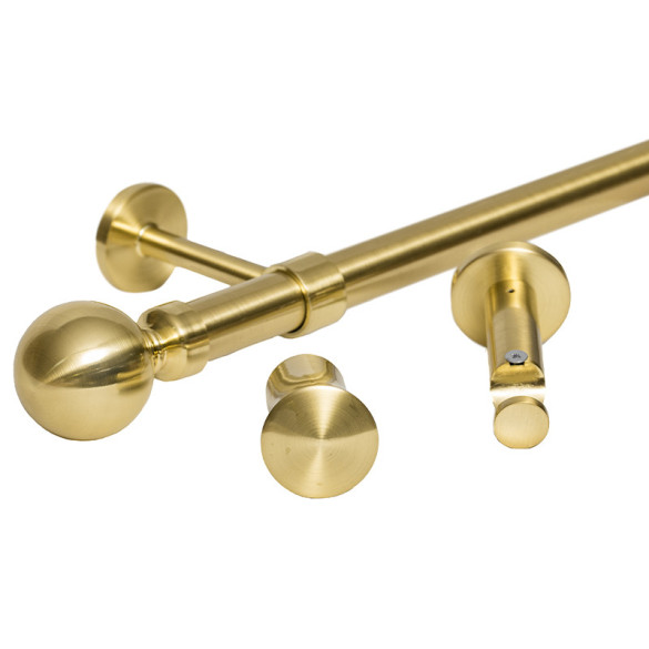 Kit tringle à rideau décor laiton mat Ø28 mm x 90 à 150 cm