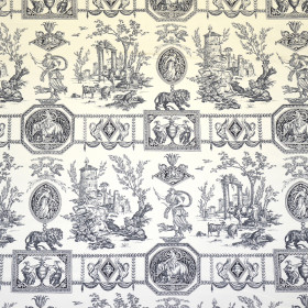 Toile de jouy noir Diane Chasseresse Casal