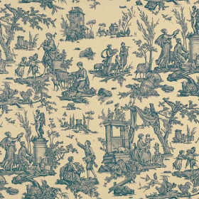 Toile de jouy bleu Offrande à l'Amour Casal