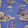 Toile de jouy bleu Plaisirs d'Hiver Casal