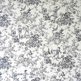 Toile de jouy noir Le parc Monceau Casal