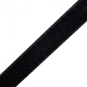 Bande auto agrippante à coudre 25 mm noir partie velours - au mètre