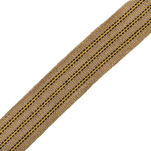 Sangle jute à rayures jaunes 70 mm - le mètre